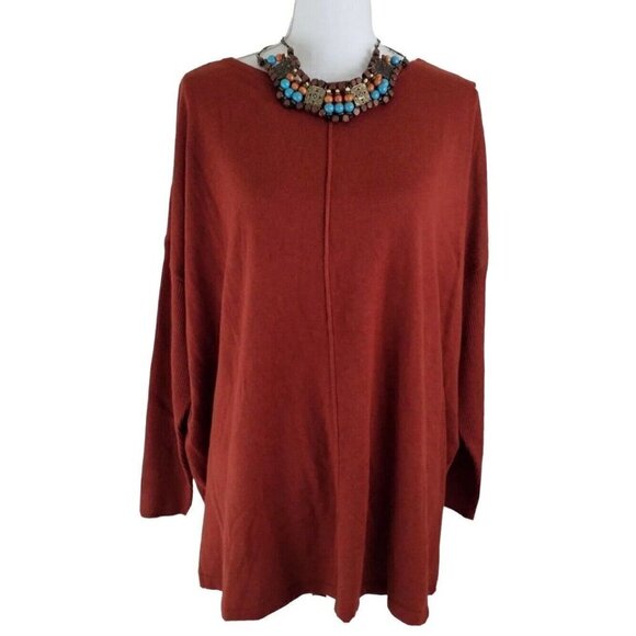 Style&co Woman~Plus Sz 1X~Seamed Dark Orange  Boat-Neck Rich Auburn Tunic NWT$56 - Picture 6 of 12